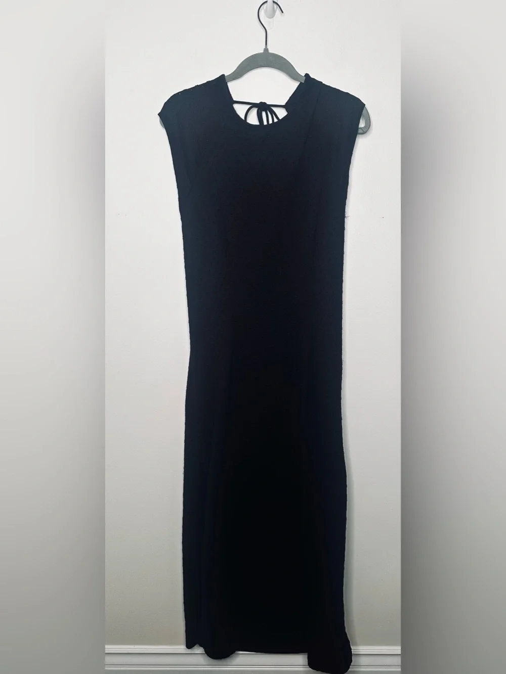 Free People Black Eyelet Open Back Tie Maxi Dress Size XL - Picture 2 of 8